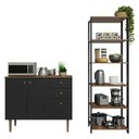 Ver imagem 5 de Kit Cozinha Balcão Gabinete 3 Portas 2 Gavetas e Armário Cozinha Despensa 5 Prateleiras Preto/