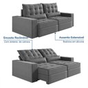 Ver imagem 5 de Sofá Retrátil e Reclinável 3 Lugares 220cm Embaúba Extra CabeCasa MadeiraOriginals Cinza Diamante