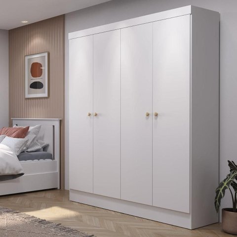 Armário Multiuso 4 Portas WL16 5 Nichos Lavanderia - Branco