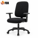 Ver imagem 2 de Cadeira Secretária Fox Giratória Braço Regulável Tecido F199 Preta