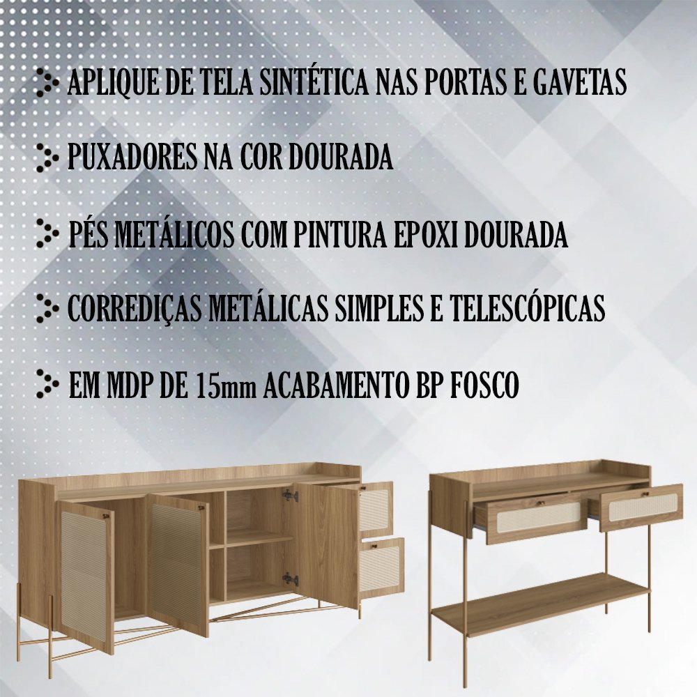 Conjunto Aparador E Buffet Palhinha 28936x28935 Linha Oslo Hanover Artesano - 2