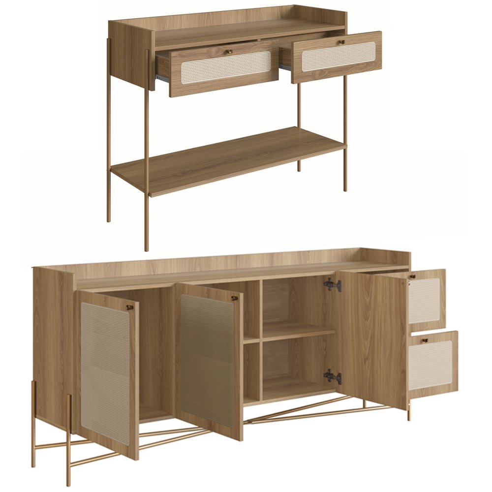 Conjunto Aparador E Buffet Palhinha 28936x28935 Linha Oslo Hanover Artesano - 10