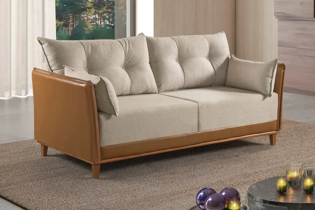 Sofa Fixo Living Miletto 1,60 em Linho e Corino - 2