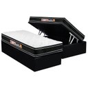 Ver imagem 1 de Cama Box Baú Solteiro: Colchão Espuma D33 Castor Black e White Air Euro Pillow + Base CRC Suede Blac