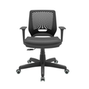 Ver imagem 3 de Cadeira de Escritório Giratória Beezi Braços Regulável Revestimento Couro Ecológico Preto