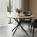 Ver imagem 2 de Mesa Redonda 90 cm Sala Jantar Tampo MDF Freijo Pés Preto Pequena Cozinha Apartamento Industrial