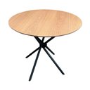 Ver imagem 3 de Mesa Redonda 90 cm Sala Jantar Tampo MDF Freijo Pés Preto Pequena Cozinha Apartamento Industrial