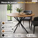 Ver imagem 5 de Mesa Redonda 90 cm Sala Jantar Tampo MDF Freijo Pés Preto Pequena Cozinha Apartamento Industrial