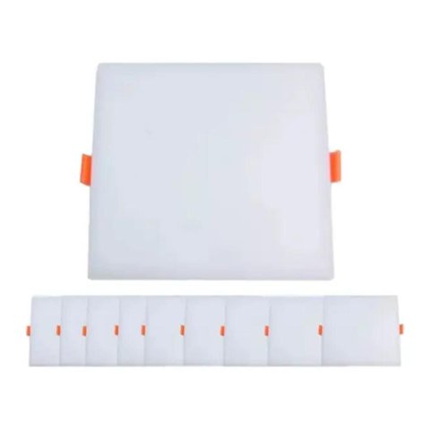 Kit 12 Plafons LED 24W Quadrado Borda Infinita Branco Frio
