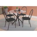 Ver imagem 1 de Conjunto: Mesa de Cozinha Volga C/ Tampo de Vidro 95x95cm e 4 Cadeiras Noruega Preto Fosco - Preto