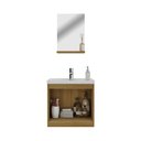 Ver imagem 2 de Conjunto para Banheiro Cairo 50cm com Gabinete Cuba e Espelheira C00D52507 Branco/Marrom - Ozini Mó
