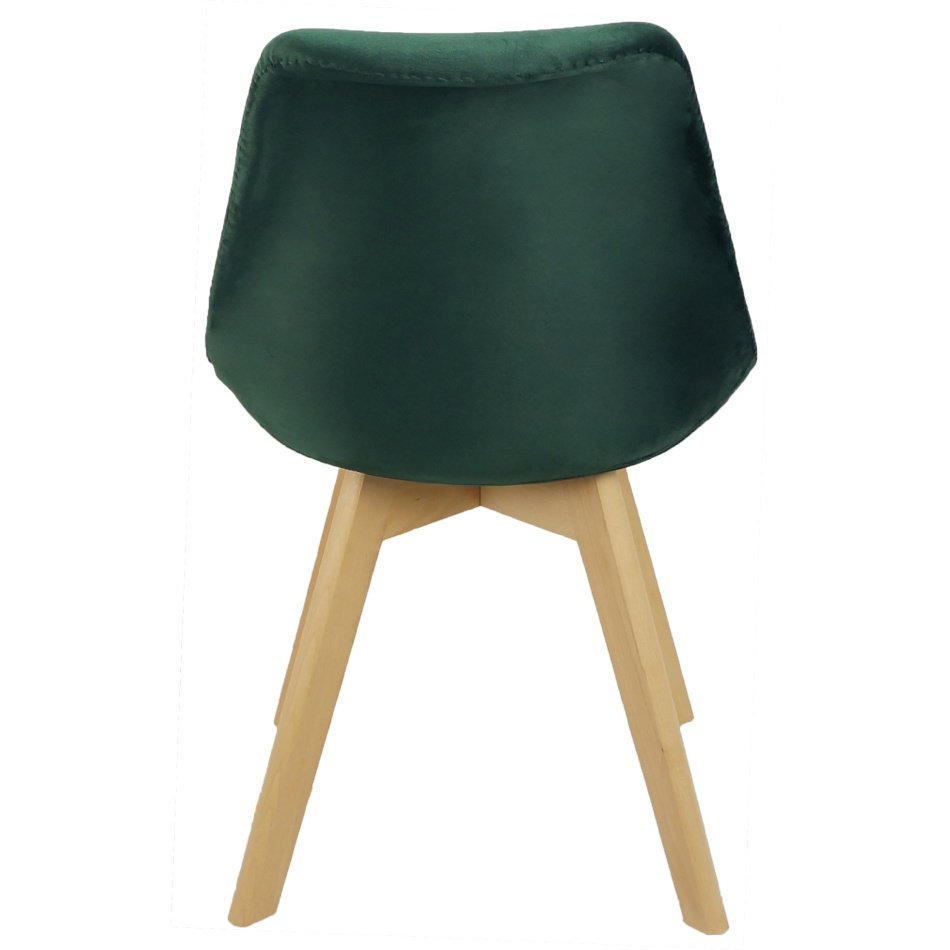 Kit 3 Cadeiras Charles Eames Leda Veludo Luisa Saarinen Estofada Base Madeira - Verde - 4