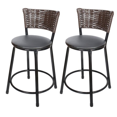 Banquetas Baixa para Cozinha Hawai Café 2un Assento Preto