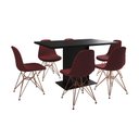 Ver imagem 6 de Mesa Jantar Londres Retangular Preta137x90cm 6 Cadeiras Estofadas Vermelho Base Cobre