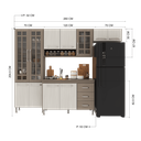 Ver imagem 5 de Armário de Cozinha Modulada Compacta Fidelitá Paris 4 Peças 260cm 11 Portas 3 Gavetas com Tampo