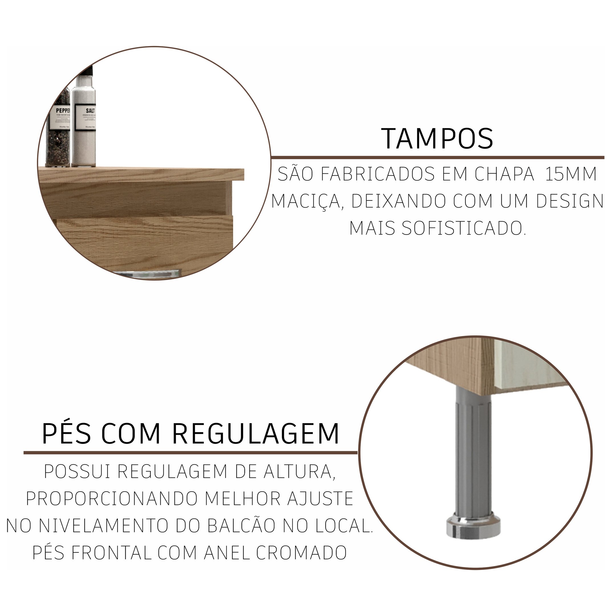 Cozinha Modulada Compacta Fidelitá Paris 4 Peças 260cm 11 Portas 3 Gavetas com Tampo - 6