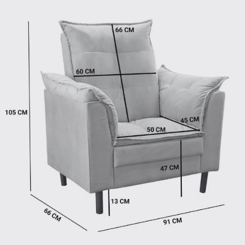 Poltrona Amamentação e Mini Puff Opala Suede Preta Pés Palito - 2