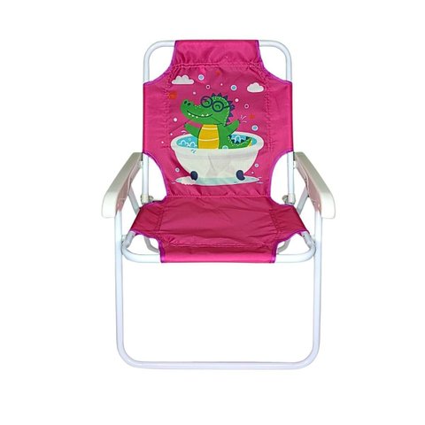Cadeira de Praia Infantil Rosa Jacaré na Banheira de Oxford 53cm