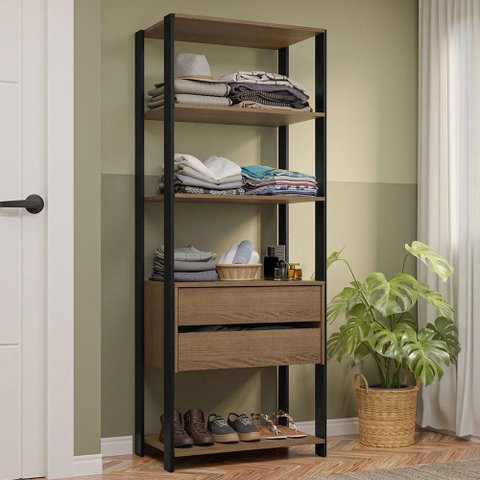 Guarda-roupa Closet Modulado Valencia 2 Gavetas 4 Prateleiras 70cm Madesa