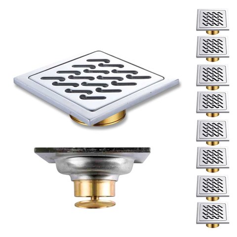 Ralo Banheiro 10x10 Inox Anti Odor Kit 8 Uni Higienico Lavabo Anti Inseto Varanda Lavanderia Resiste