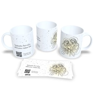 Caneca de Porcelana Coleção Religiosa com Qr Code Orações Sagrada Familia