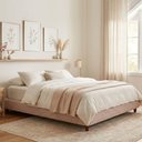 Ver imagem 3 de Cama Box Queen Nami com Pés de Madeira Linho Rosa Claro Casa Tem 176cm