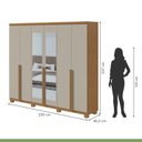 Ver imagem 5 de Conjunto de Guarda-Roupa Casal com Espelho e Pés e Cômoda Alonzo e da Vinci Bege Amêndoa Clean/Off White