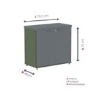 Ver imagem 4 de Armário Baixo para Escritório com 2 Portas Pivotantes PE40 Cinza/Sávia/Grafito