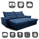 Ver imagem 3 de Sofá Retrátil e Reclinável 2,95m Cama inBox Big Fresh com SoftGel D40 Velupluma Azul