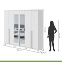 Ver imagem 5 de Kit 2 Peças com Guarda Roupa 6 Portas com Espelho Pés e Cômoda Alonzo e da Vinci Branco