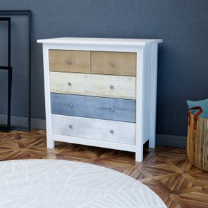 Cômoda 5 Gavetas em Madeira Maciça Primavera - Branca