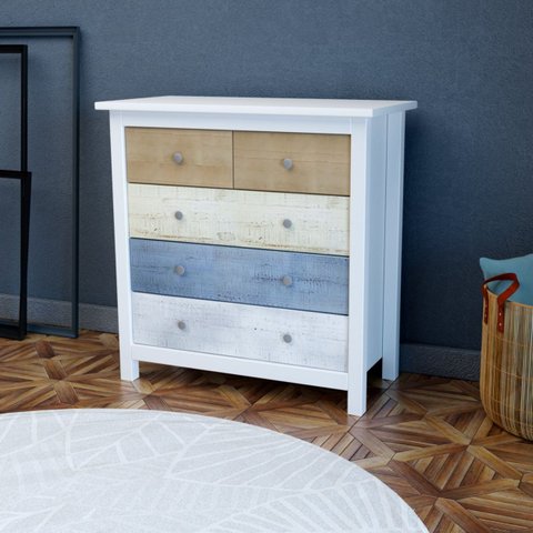 Cômoda 5 Gavetas em Madeira Maciça Primavera - Branca