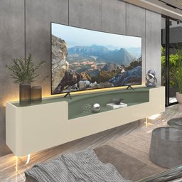 Rack para Tv até 85 Polegadas com Led com Pés Vidro Infinity 228cm - 1 Rack para Tv até 85 Polegadas com Led com Pés Vidro Infinity 228cm - 1