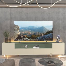 Rack para Tv até 85 Polegadas com Led com Pés Vidro Infinity 228cm - 6 Rack para Tv até 85 Polegadas com Led com Pés Vidro Infinity 228cm - 6