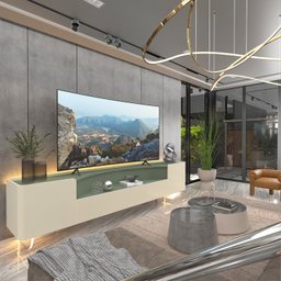 Rack para Tv até 85 Polegadas com Led com Pés Vidro Infinity 228cm - 9 Rack para Tv até 85 Polegadas com Led com Pés Vidro Infinity 228cm - 9