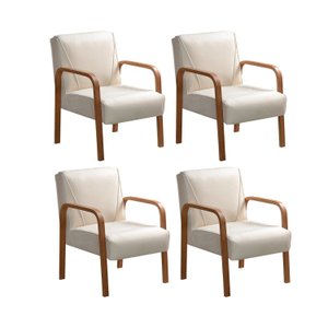 Kit 4 Poltronas Anita Conjunto Cadeiras Moderna Braço Madeira