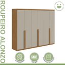 Ver imagem 3 de Kit 2 Peças com Guarda-Roupa 6 Portas e Cômoda 6 Gavetas Alonzo e da Vinci Bege Amêndoa Clean/Off White