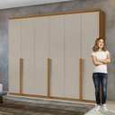 Ver imagem 7 de Kit 2 Peças com Guarda-Roupa 6 Portas e Cômoda 6 Gavetas Alonzo e da Vinci Bege Amêndoa Clean/Off White