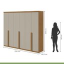 Ver mais imagens de Kit 2 Peças com Guarda-Roupa 6 Portas e Cômoda 6 Gavetas Alonzo e da Vinci Bege Amêndoa Clean/Off White