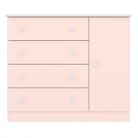 Cômoda Infantil Doce Sonho 1 Porta 4 Gavetas Qmovi