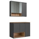 Ver imagem 1 de Gabinete Banheiro 80cm 3 Portas e Espelheira Taos Mel/grafite F10 - Mpozenato