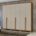Ver imagem 3 de Conjunto Quarto Guarda-Roupa 6 Portas e Cômoda 6 Gavetas MDF Alonzo da Vinci Amêndoa Clean/Off White