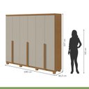 Ver imagem 4 de Conjunto Quarto Guarda-Roupa 6 Portas e Cômoda 6 Gavetas MDF Alonzo da Vinci Amêndoa Clean/Off White