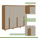 Ver imagem 5 de Conjunto Quarto Guarda-Roupa 6 Portas e Cômoda 6 Gavetas MDF Alonzo da Vinci Amêndoa Clean/Off White