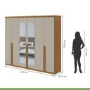 Ver imagem 6 de Kit 2 Peças com Guarda Roupa 6 Portas com Espelho e Cômoda com Nicho Alonzo e da Vinci Amêndoa Clean/Off White