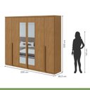 Ver imagem 5 de Kit 2 Peças com Guarda Roupa 6 Portas com Espelho e Cômoda com Nicho Alonzo e da Vinci Marrom Amêndoa Clean