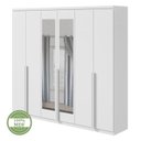Ver imagem 7 de Kit 2 Peças com Guarda Roupa 6 Portas com Espelho e Cômoda com Nicho Alonzo e da Vinci Branco