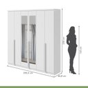 Ver imagem 5 de Kit 2 Peças com Guarda Roupa 6 Portas com Espelho e Cômoda com Nicho Alonzo e da Vinci Branco