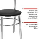 Ver imagem 7 de Conjunto 2 Cadeiras para Sala de Jantar Tradicional Cromado/Preto