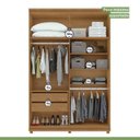 Ver mais imagens de Kit 2 Peças com Guarda Roupa 4 Portas com Espelho Pés e Cômoda Alonzo e da Vinci Amêndoa Clean/Off White